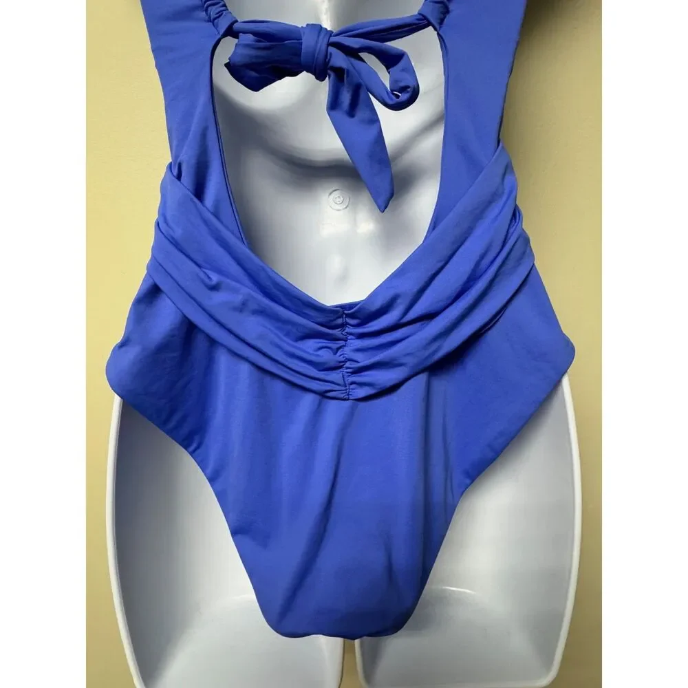 BECCA by REBECCA VIRTUE Gracelyn High Neck One Piece Swimsuit, Lapis, Sz M